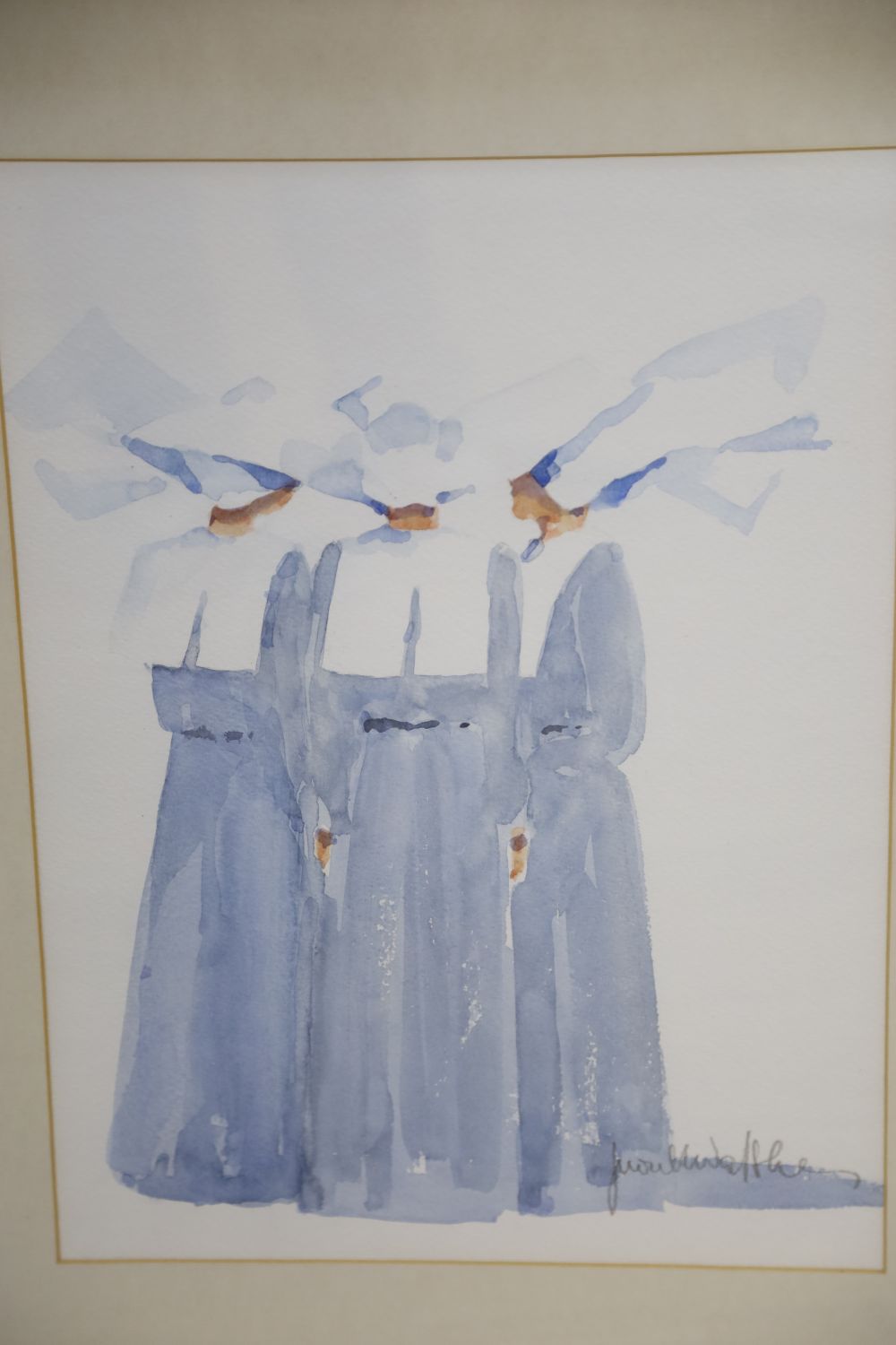 Judith Caulfield Walshe, three watercolours, Breton Nuns and Market girls, signed, largest 55 x 42cm